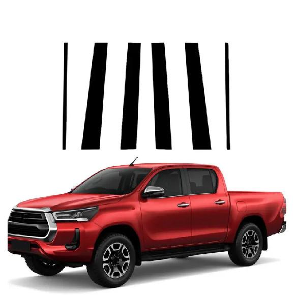 6Pcs Car Door Window Pillar Posts Trim Covers Sticker For Toyota Hilux 2015 2016 2017 2018 Exterior Accessories
