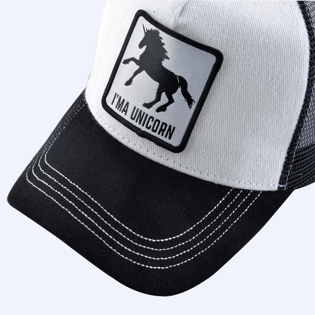 Baseball Cap With Unicorn Patch Men's Snapback Baseball Hat Four Seasons Outdoor Visor Caps Women Black White Casual Cap
