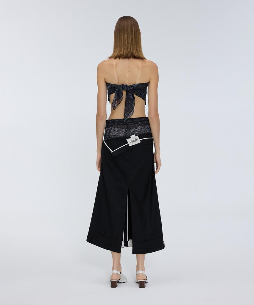 Meuameu Unbalanced Pants Detail Banding Skirt