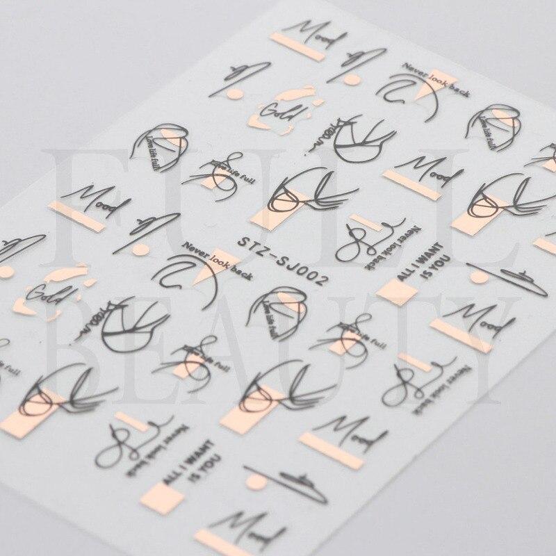 Полоски граффити, наклейки для ногтей для женщин, украшения для дизайна ногтей, розовое золото, абстрактная линия, весенний 3D слайдер для маникюра, лака для татуировок