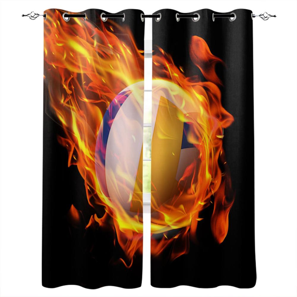 Баскетбольное пламя, оконная занавеска, домашний декор, шторы для гостиной, спальни, кухни, дверная занавеска