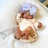 Cute 18 Inch Lifelike Asleep Reborn Baby Doll Romy Soft Cloth Body Simulation Newborn Doll Wear Pretty Bow Hat 3D Painted Realistic Baby Doll Kid Toys