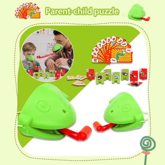 2/4Pcs 2Fog Tongue Shoot Game 2/4 Players Family Night Party Interactive Sticking-Out Tongue Chameleon Board Game Educational Toy