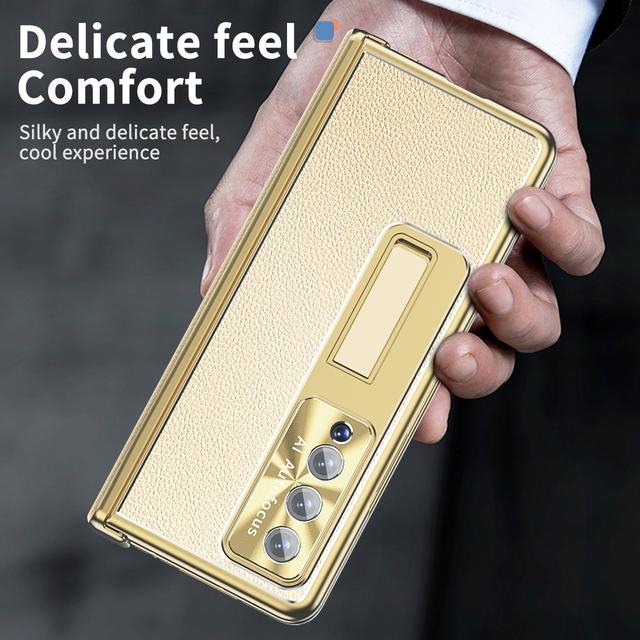 Non -Slip Full Coverage Glass Film Cover Case For Samsung Galaxy Z Fold 4 Fold4 Fold3 5g Fold 3 S Pen Holder Leather Phone Bag