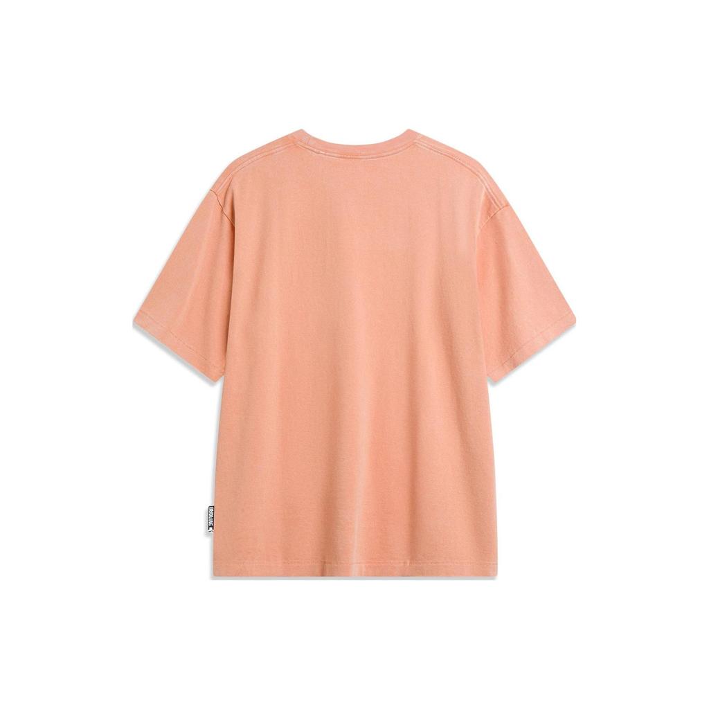 Li Ning Badfive Однотонная Свободная Футболка с Коротким Рукавом Унисекс Топы Закатно-Оранжевый AHST295-4