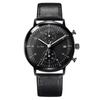 RORIOS Ultra 24 Hour Date Popular Birthday Day Watch for Men Genuine Leather Band Black Men's Watch, Thin, Lightweight, Simple, Multi-Hand Analog,