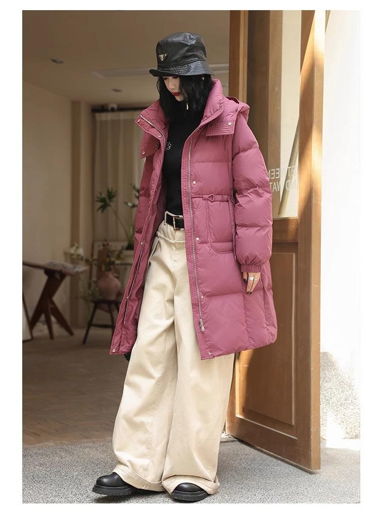 Autumn and Winter New Down Jackets Women's Medium and Long Loose Casual Versatile Thickened White Duck Down Jacket