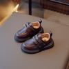 Мокасины для мальчиков, британский стиль 2024, детские коричневые туфли с двойной пряжкой и круглым носком, модная детская кожаная обувь для девочек, школьная обувь