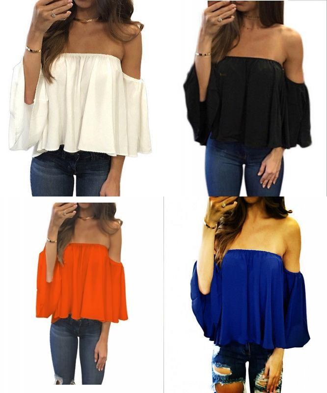 Premium Quality Fashion Women's Summer Off Shoulder Long Sleeve Casual Blouse