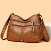 Women's Soft Leather Large Capacity Shoulder Bag Multi-Compartment Middle-Aged Mother Crossbody Bag