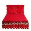 European Solid Color Washed Padded Bed Skirt Four-piece Set Lace Lace Princess Wind Bed Cover Non-slip Fixed Nordic