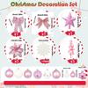 Christmas Tree Decoration 2026 Pink Balls Ornaments Glitter Poinsettia Flowers Berries Stems Snowflakes Bow Home Decor DIY Gifts