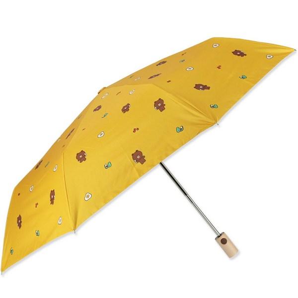 Line Friends 55 Brunch Pattern Blackout Brown Fully Automatic Umbrella LULNU70012