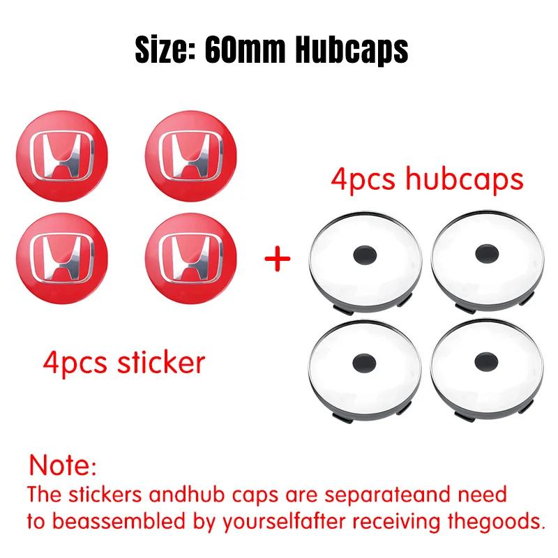 56/60mm Car Wheel Center Hub Cap Badge Logo Emblem Decal Wheel Sticker For Honda Civic City Accord Odyssey CRV Hrv Jazz CBR VTX