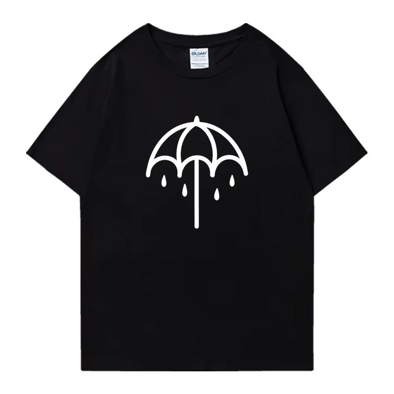 Umbrella Bring Me The Horizons Metal Washed Oversized T-shirt Street Hip Hop 100% Polyester Men Women Short Sleeve T-shirts Unisex