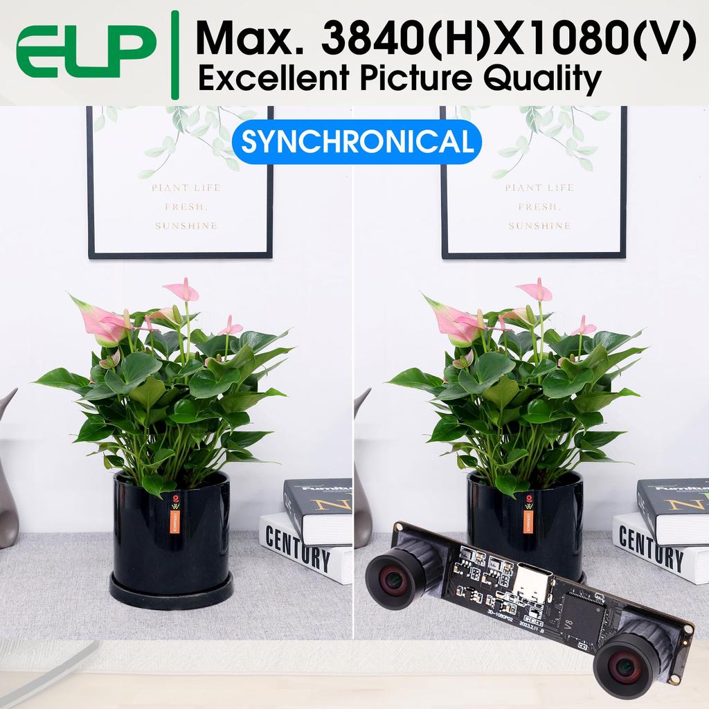 ELP 4MP USB камера с двумя объективами, широкоугольная синхронизированная ПК-камера, высокоскоростная 1080P 60 кадров в секунду, камера с подсветкой, бинокулярная веб-камера, мини-камера с лазерной гравировкой UVC