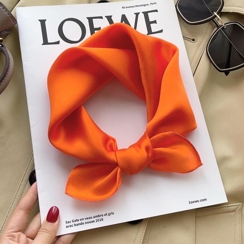 Silk mulberry silk solid color small square scarf silk scarf women's versatile spring and autumn foreign style fashion scarf with suit shirt