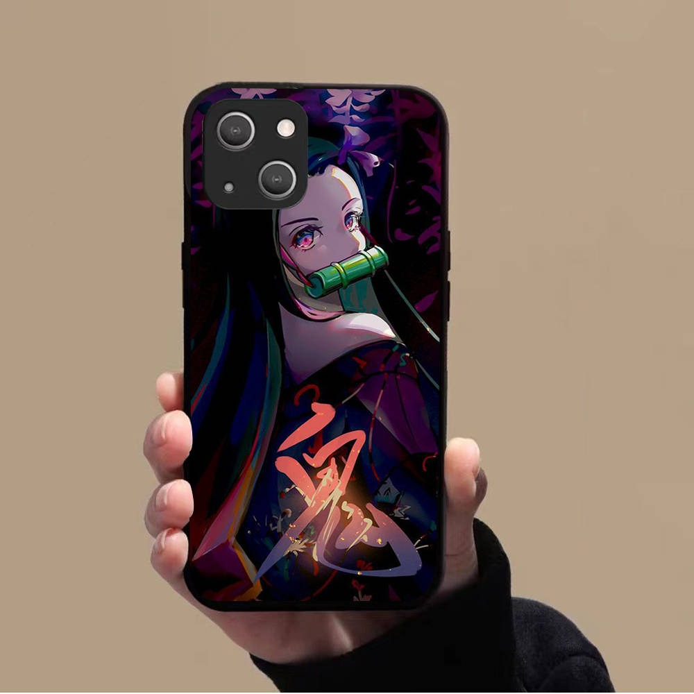 KK-10 Demon Slayer Soft Black Case for iPhone XR 14 15 11 12 13 6 7 8 X XS Pro Max Samsung S22 S23 S21 S24 FE Ultra S8 Plus