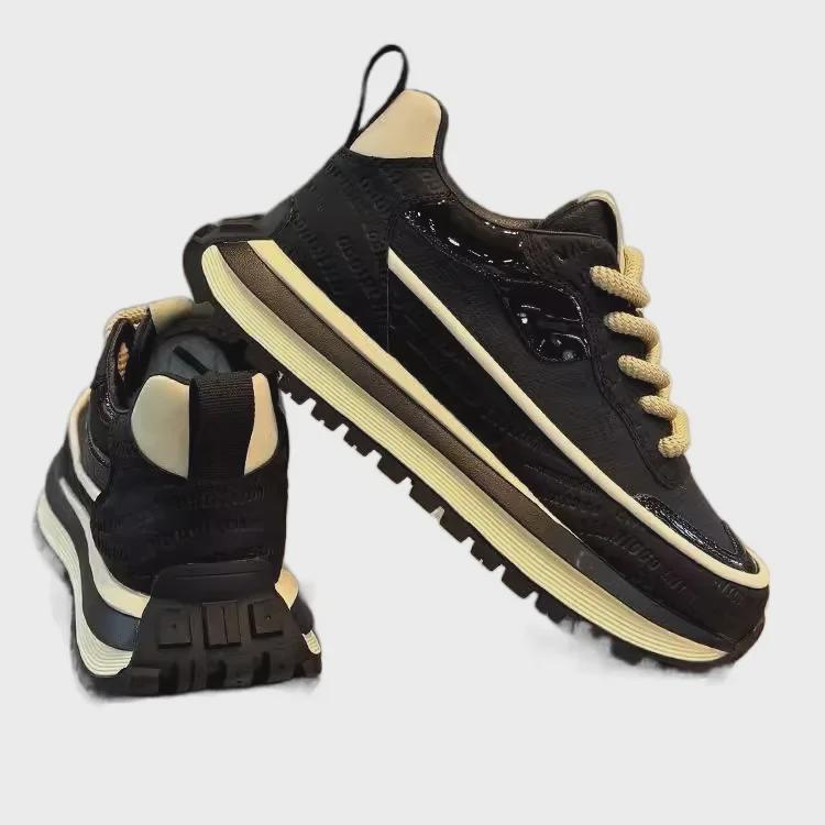 2024 Осень/Зима Мужские Черные Кроссовки Для Бега На Высоком Каблуке