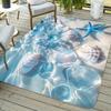 Seaside Starfish and Shell Pattern Printed Carpet Mat, Living Room Bedroom Home Decoration Carpet