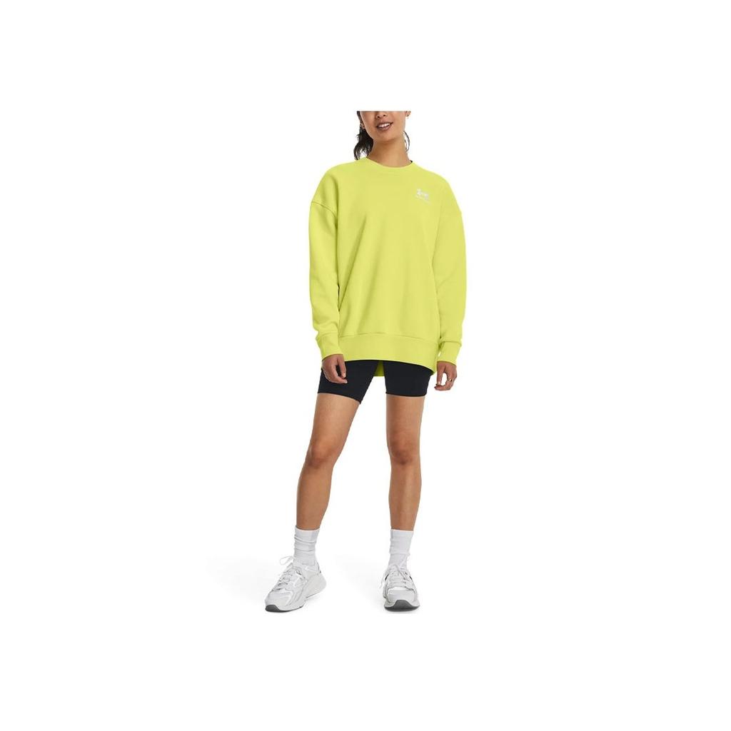 Under Armour Женская толстовка Essential Solid Color Loose Fit с круглым вырезом и длинными рукавами, цвет лайм-зеленый 1379475-743