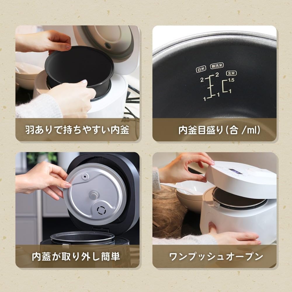 MAXZEN Rice Cooker Living Alone Living Alone Living Alone Unrinsed Rice 2 Cups Cups New Life Stylish Living for Two Living for Two Quick Cooking Mini
