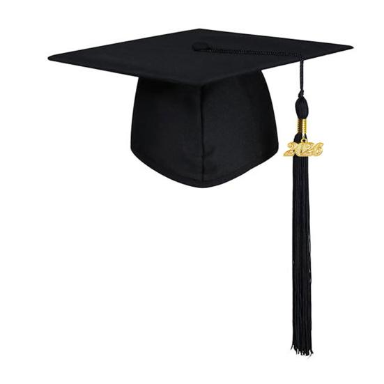 Унисекс Матовая академическая шапочка с кисточкой-шармом 2026 года Взрослые Поздравляем Выпускной аксессуар для средней школы Бакалавр Магистр