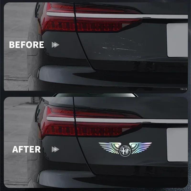 KCWH1 Colorful Reflective Laser Car Refit Personalized Wing Sticker For Alfa Romeo Giulia Stelvio Junior Tonale 33 Stradale 4C Giu