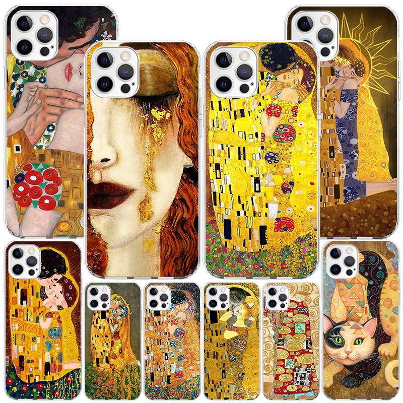 Kiss by Gustav Klimt Desig Phnoe Case for Iphone 17 Air 16 11 12 13 Mini 14 Plus 15 Pro Max 7 8E SE 2020 16ProMax Phone Cover Co