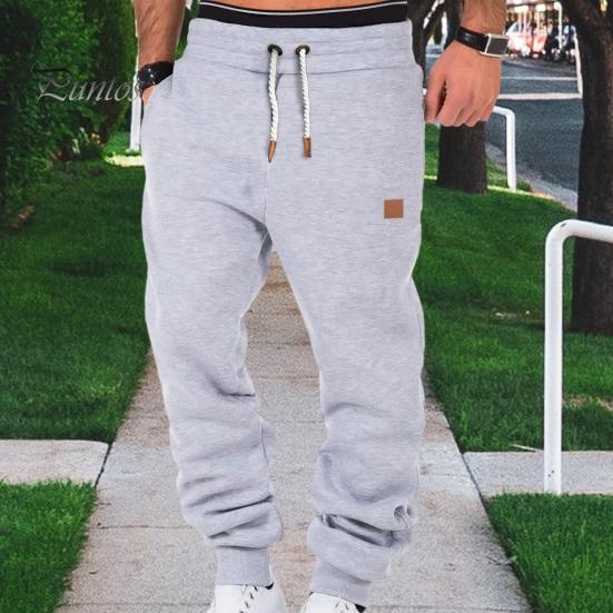 Мужские спортивные брюки на шнурке с эластичной резинкой на талии, однотонные карманы, мягкие дышащие эластичные мужские брюки с ремешками на щиколотке для бега в тренажерном зале