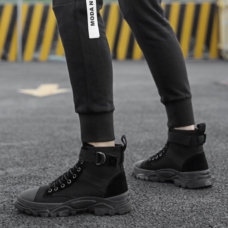 Модные черные ботинки для мужчин, высокие рабочие ботинки для активного отдыха, удобные дышащие повседневные ботинки для мужчин, botas para hombre