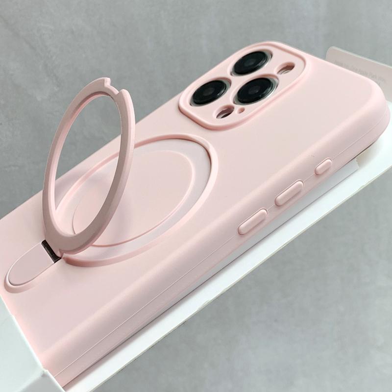 Роскошный Чехол из Жидкого Силикона Для iPhone 16 15 14 13 12 Pro Max Plus 11 Для Magsafe Зарядки Магнитный Держатель Кольцо Подставка Чехол