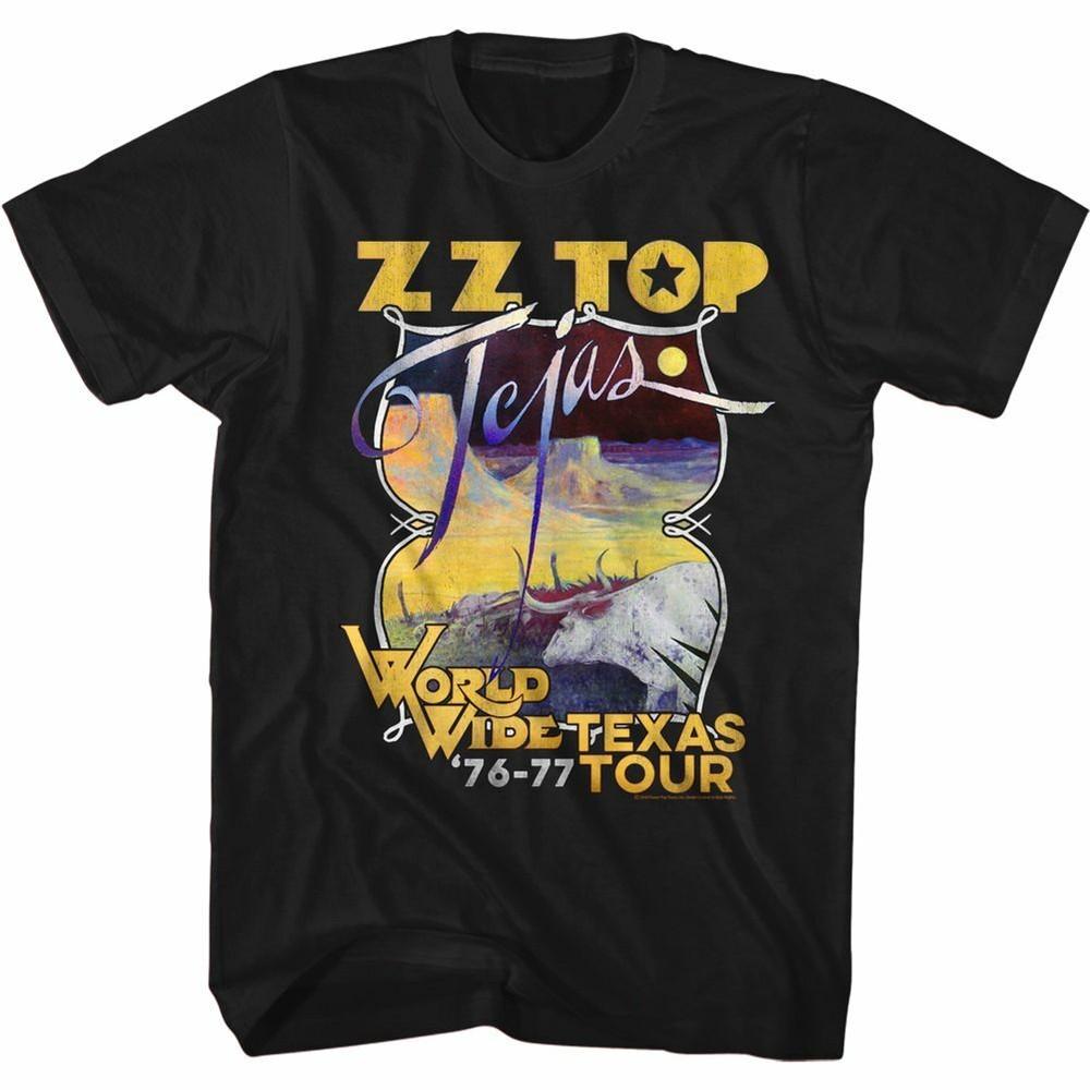 ZZ Top Tejas Tour Черная Классическая Футболка для Взрослых