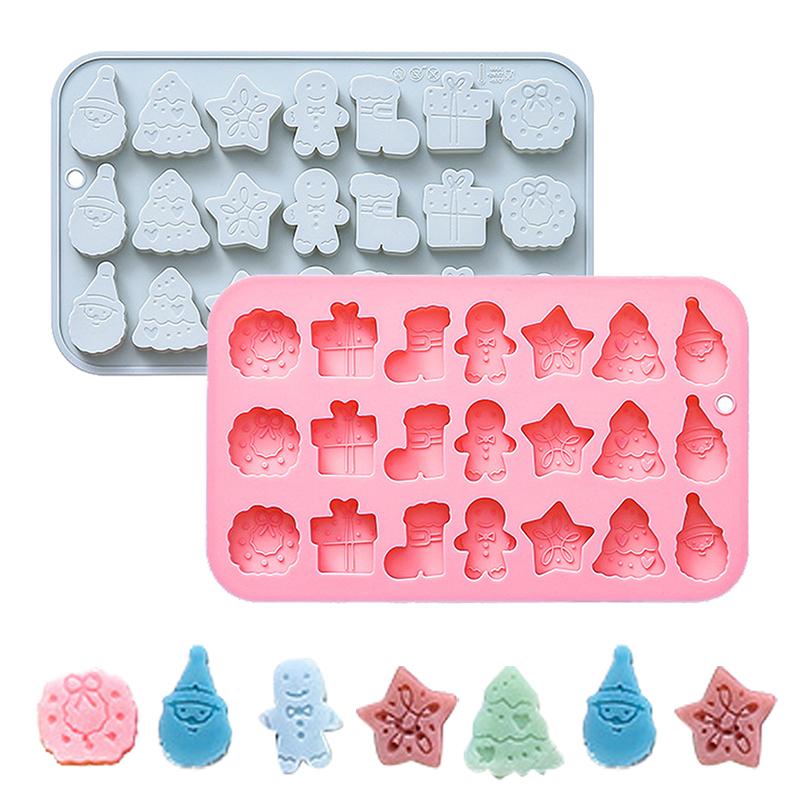 Рождественская силиконовая форма Рождественская форма для шоколада Рождественская форма для конфет Для выпечки Снежинка Рождественская елка Снеговик Пряничный человечек