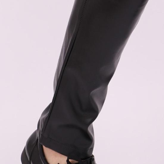 Мужские брюки из искусственной кожи, облегающие, однотонные | Модный стиль мотоцикла | Эластичные