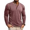 Мужская футболка-henley с длинным рукавом, повседневный топ
