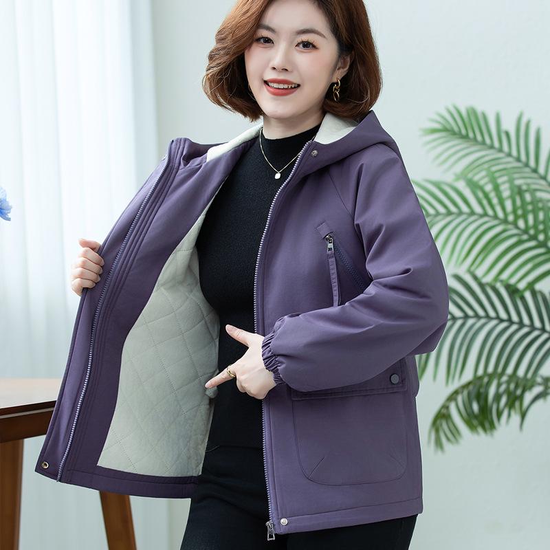 Женский короткий тренч на флисовой подкладке с хлопковой набивкой - Повседневный, универсальный, свободного кроя, весна и осень 2025.