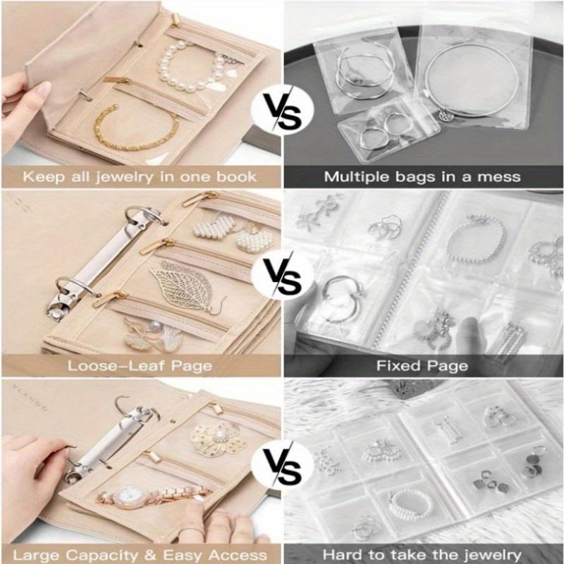 Роскошная кожаная портативная книга для хранения ювелирных изделий с отрывными листами, большая вместительная сумка для хранения сережек, ожерелий, ювелирных изделий