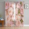 Pink Rose Romantic Luxury Tulle Curtains Modern Living Room Kitchen Chiffon Curtain Bedroom Sheer Valance Curtain