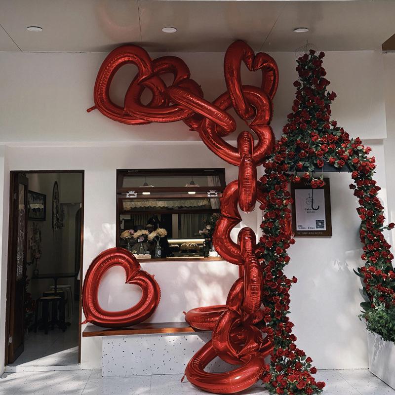 40 Inch Heart Balloons Hollow Hook Love Hearts Aluminum Film Balloon Wedding Party Decor Love Balloon for Birthday Photo Shoots