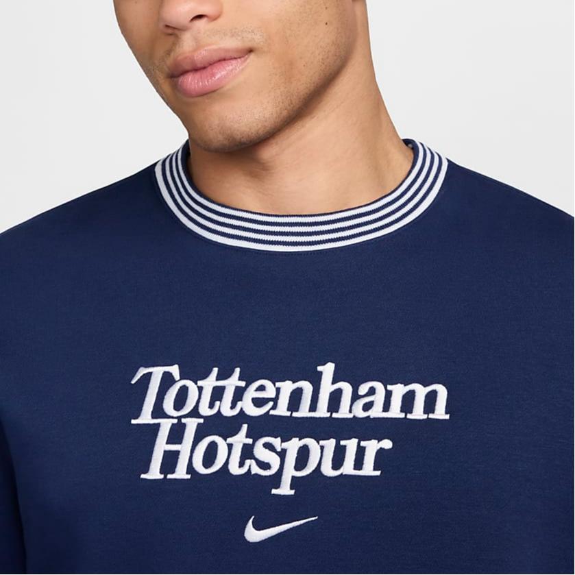 Nike Футбольный спортивный мягкий свитшот с круглым вырезом Club Tottenham Hotspur Striped Letter, мужская толстовка Binary-Blue FQ3011-424