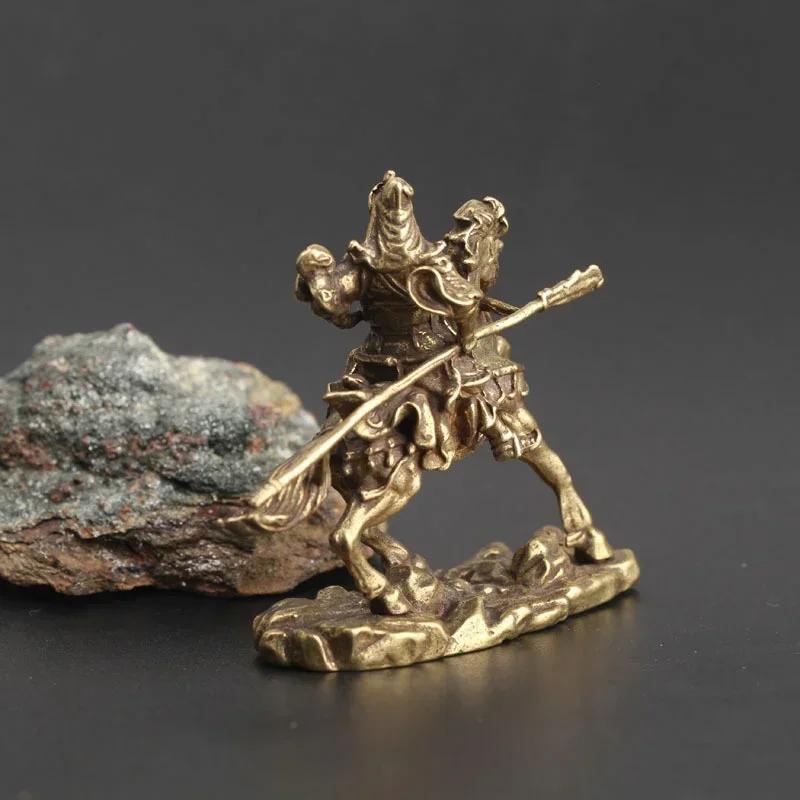 Chinese Martial God of Wealth Horse Ride Brass Sculpture Lucky Fortune Feng Shui Crafts Ornaments Home Desktop Decor Gift