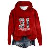 Women's Hooded Long Sleeve Printed Flannel Top Hooded Sweatshirt
