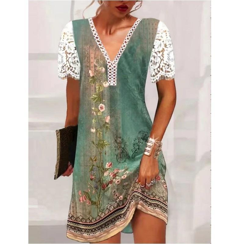 IHUASU Модные летние весенние платья с коротким рукавом и V-образным вырезом, повседневные