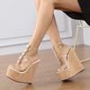 Arrival Fashion Crystal Diamond Wedges Sandals For Women Summer Open Toe Platform High Heels Dress Transparent Shoes