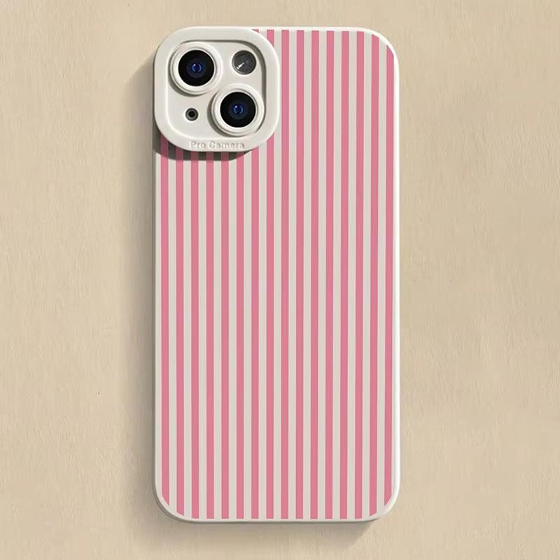 Phone Case For Samsung Galaxy S25 Ultra S26 S24 S23 FE S22 Plus S21 S20 A54 A55 A35 A15 Pink Striped Painted Silicone Soft Cover
