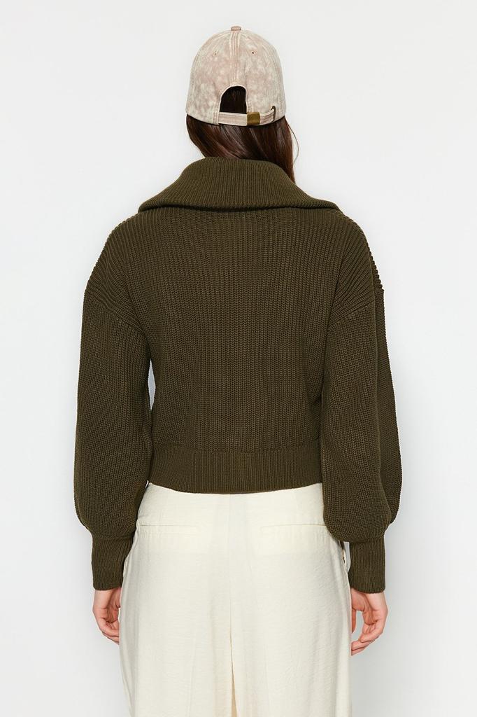 Женский элегантный кардиган, черный укороченный трикотажный кардиган на молнии