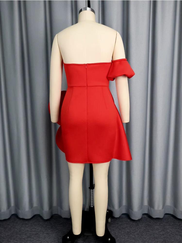 Afridan Женские Вечерние Сексуальные Мини-платья Бандо с 3D Большим Цветком Рождество С Открытыми Плечами Облегающие Свадебный Гость Праздничное Мероприятие Новое