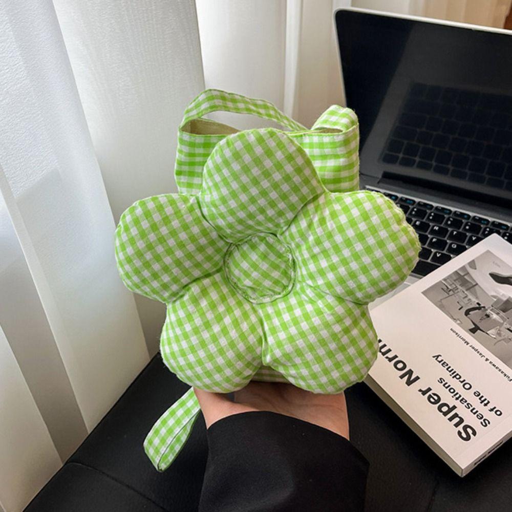 Sweet Large Capacity Shoulder Bag Cloth Ins Messenger Bag Plaid Flower Crossbody Bag  Student