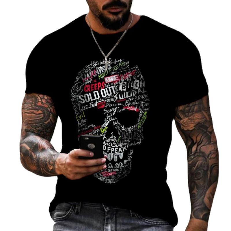 Skeleton 3D T Shirt Men O Neck Short Sleeve Summer Tops Mens Print Tee Shirts